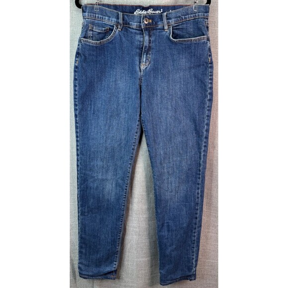 Eddie Bauer Women's Flannel Lined Boyfriend Fit Jeans Size 6 Medium Blue - Picture 1 of 10